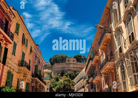 Rue Grimaldi in der condamine Viertel von Monaco Stockfoto