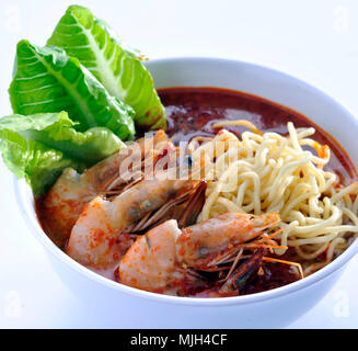 Garnelen Nudeln - Malaysian food spicy Nudeln Stockfoto