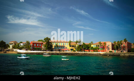 Blick auf die historische Stadt an der Insel Goree in Dakar, Senegal Stockfoto