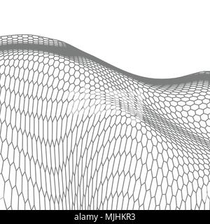 Abstract vector Drahtmodell Landschaft Hintergrund. Cyberspace Grid. 3d-technologie Drahtmodell Vector Illustration. Digitale Drahtmodell Landschaft für Präsentationen. Stock Vektor