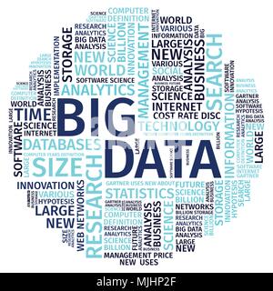 Textgestaltung Word Cloud Big Data Vector Illustration. Stock Vektor