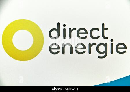 Website der direkten Energie-, Lieferanten und privaten französischen Produzenten von Strom und Gas auf dem französischen Markt seit 2003. Stockfoto