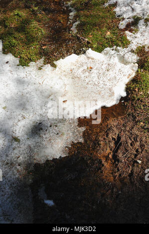 Schmelzwasser aus den Hügel hinunter zum See. Stockfoto