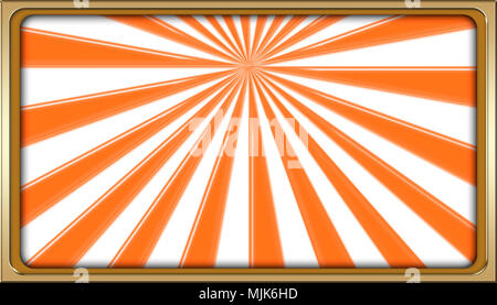 Stock Illustration - Glänzend Golden gerahmte Strahlen der OrangeLight, Rechteck leeren Hintergrund, Kopieren, 3D, Bunt orange Hintergrund. Stockfoto