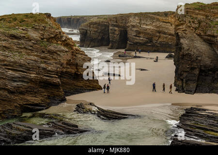 Las Cathedrales Strand in A Coruña, Lugo, Region Galizien, Spanien, Europa Stockfoto