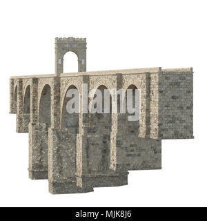 Alcantara Bridge auf Weiß. 3D-Illustration, Freistellungspfad Stockfoto