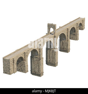 Alcantara Bridge auf Weiß. 3D-Illustration, Freistellungspfad Stockfoto