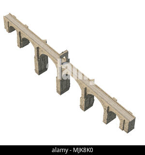 Alcantara Bridge auf Weiß. 3D-Illustration, Freistellungspfad Stockfoto