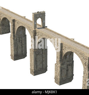 Alcantara Bridge auf Weiß. 3D-Illustration, Freistellungspfad Stockfoto