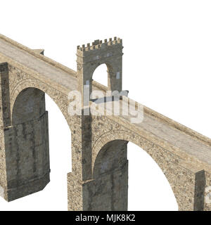 Alcantara Bridge auf Weiß. 3D-Illustration, Freistellungspfad Stockfoto