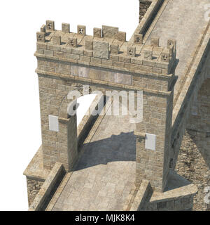 Alcantara Bridge auf Weiß. 3D-Illustration, Freistellungspfad Stockfoto