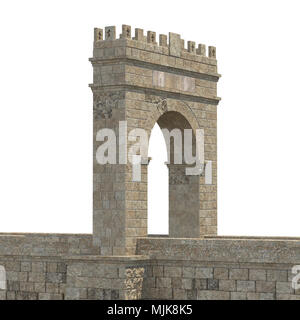 Alcantara Bridge auf Weiß. 3D-Illustration, Freistellungspfad Stockfoto