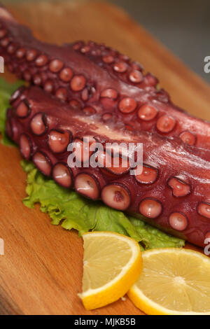Nahaufnahme von gekochten Tintenfisch Stockfoto