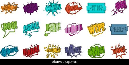 Worte Blase banner Icon Set. Farbe Umrisse Satz von Worten Blase banner Vector Icons für Web Design auf weißem Hintergrund Stock Vektor