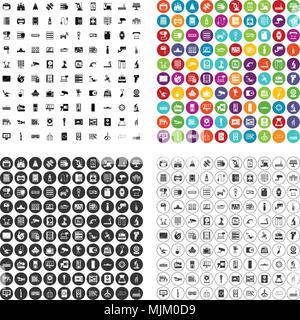 100 hardware Icons Set Vektor in 4-Variante für jede Web Design isoliert auf weißem Stock Vektor