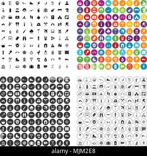 100 Urlaub Familie Icons Set Vector Variante Stock Vektor