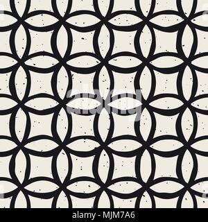 Monochrome minimalistisch nahtlose Muster mit Kreisen. Einfache Hand gezeichnet Textur. Vector Hintergrund mit abgerundeten inky Linien Stock Vektor