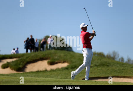 Dänemarks Lucas Bjerregaard am Tag eins der Golf Sixes Turnier in Centurion, Club, St Albans. Stockfoto