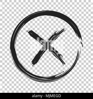 Häkchen Kreuz, Nein, falsches Icon. Geschäftskonzept Vector Illustration auf isolierte transparenten Hintergrund. Kein Häkchen Symbol. Stock Vektor