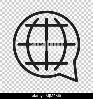 Sprache auswählen oder Symbol ändern. Vector Illustration auf isolierte transparenten Hintergrund. Geschäftskonzept globe world Kommunikation Piktogramm. Stock Vektor