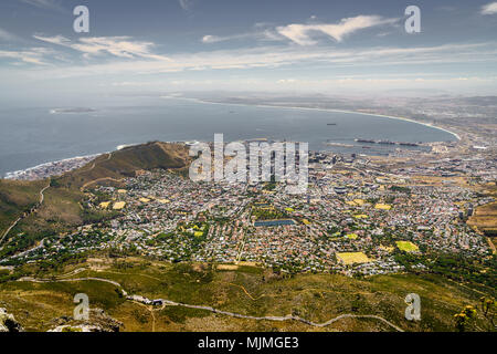 Ansicht der Stadt von Kapstadt die Atlantikküste vom Tafelberg Stockfoto