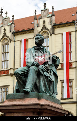 Aleksander Fredro Denkmal in Breslau während der Dank Jimi Festival. Stockfoto