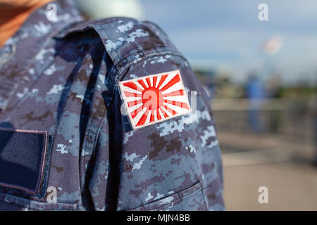 Rising Sun Flagge von Japan Patch auf einen Soldaten uniform Stockfoto