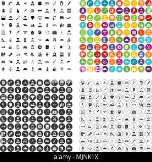 100 Arbeitsmarkt Icons Set Vector Variante Stock Vektor