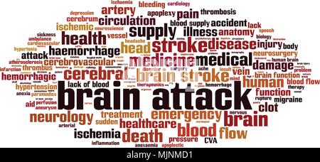 Gehirn angriff Word cloud Konzept. Vector Illustration Stock Vektor