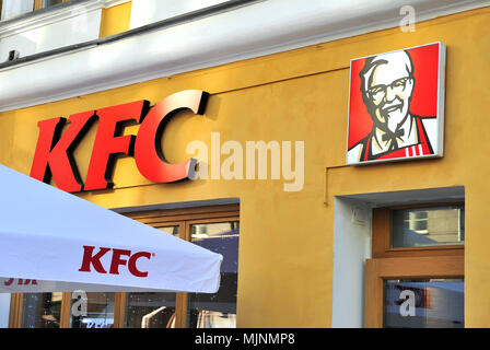 Moskau, Russland - 02.Mai: Logo der KFC Restaurant in Moskau am 2. Mai 2018. Stockfoto