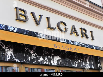 Moskau, Russland - 02.Mai: das Logo von Bulgarien Flagship Store, Moskau am 2. Mai 2018. Stockfoto