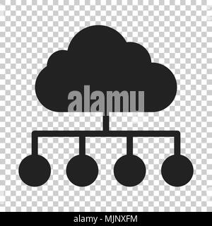 Die Cloud Computing-Technologie vektor Icon im flachen Stil. Laptop-bildschirm auf isolierten transparenten Hintergrund. Infografik analytics Network Business Konzept Stock Vektor
