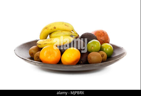 Verchromt mit ausgesuchten Früchten isoliert auf Weiss. Stockfoto