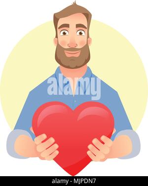 Mann gibt Herz Stock Vektor