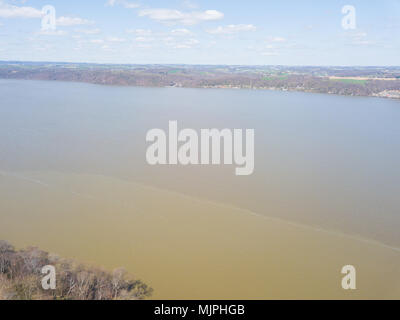 Antenne des Susquehanna River und Umgebung im Delta, Pennsylvania Stockfoto