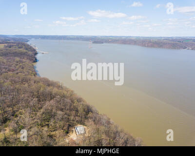 Antenne des Susquehanna River und Umgebung im Delta, Pennsylvania Stockfoto