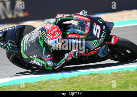 FRA 5 Johann Zarco, Dritten auf Raster mit MotoGP, an der Angel Nieto Rennstrecke in Jerez de la Frontera, am Samstag, den 5. Mai 2018 Stockfoto