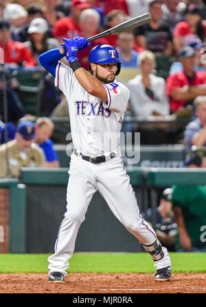 Mai 04, 2018: Texas Rangers dritter Basisspieler Isiah Kiner-Falefa bei bat während ein MLB Spiel zwischen den Boston Red Sox und die Texas Rangers bei Globe Life Park in Arlington, TX Boston besiegte Texas 5-1 Albert Pena/CSM. Stockfoto