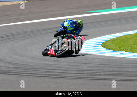 Sonntag, Mai 6, 2018 Einführung der MotoGP-Rennen FRA 5 Johann Zarco, ITA 29 Andrea Iannone, werden der zweite und dritte auf dem Podium, während eines sonnigen und warmen Sonntag Credit: Javier Galvez/Alamy leben Nachrichten Stockfoto