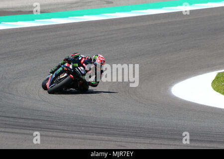 Sonntag, Mai 6, 2018 Einführung der MotoGP-Rennen FRA 5 Johann Zarco, der Zweite und Dritte auf dem Podium, während eines sonnigen und warmen Sonntag Credit: Javier Galvez/Alamy leben Nachrichten Stockfoto