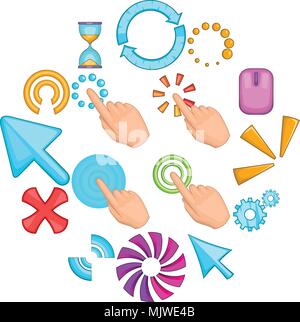 Click cursors icons set, cartoon style Stock Vektor