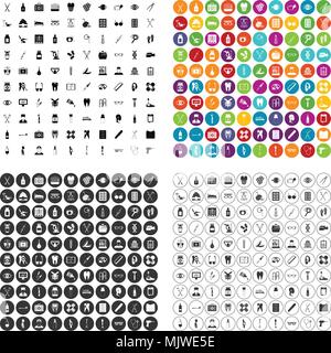 100 Medizinisches Zubehör Icons Set Vector Variante Stock Vektor