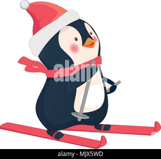 Pinguin auf Skiern Stock Vektor