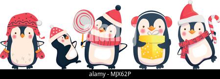 Pinguine Cartoon Illustration Stock Vektor