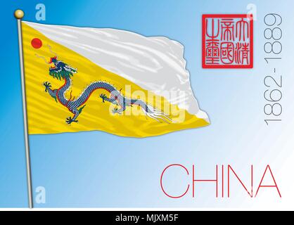 China, historische Flagge des asiatischen Landes Stock Vektor