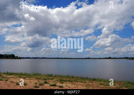 Ein See in der Nähe des Rufiji Fluss in das Selous Game Reserve, Tansania Stockfoto