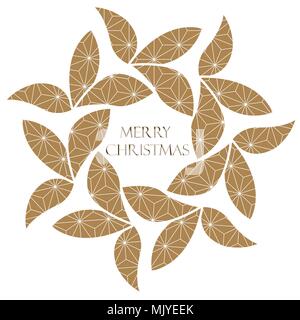 Frohe Weihnachten Karten Dekoration. Gold geometrischen Hintergrund mit Text. Stock Vektor