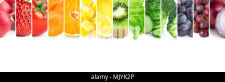 Collage von Farbe von Obst und Gemüse. Frische Lebensmittel. Konzept Stockfoto
