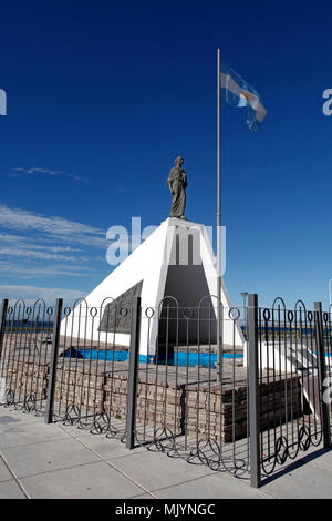 Puerto Madryn Strandpromenade. Statue auf die Walisische Einwanderer oder Siedler, die in Punta Cuevas im Mimosa gelandet. Argentinien, Patagonien, Stockfoto
