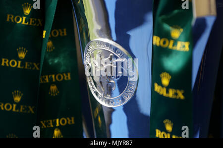 Der Rolex Grand Slam Trophy auf dem Display während Tag fünf der Mitsubishi Motors Badminton Horse Trials im Badminton, Gloucestershire. PRESS ASSOCIATION Foto. Bild Datum: Sonntag, den 6. Mai 2018. Siehe PA Geschichte EQUESTRIAN Badminton. Foto: David Davies/PA-Kabel Stockfoto